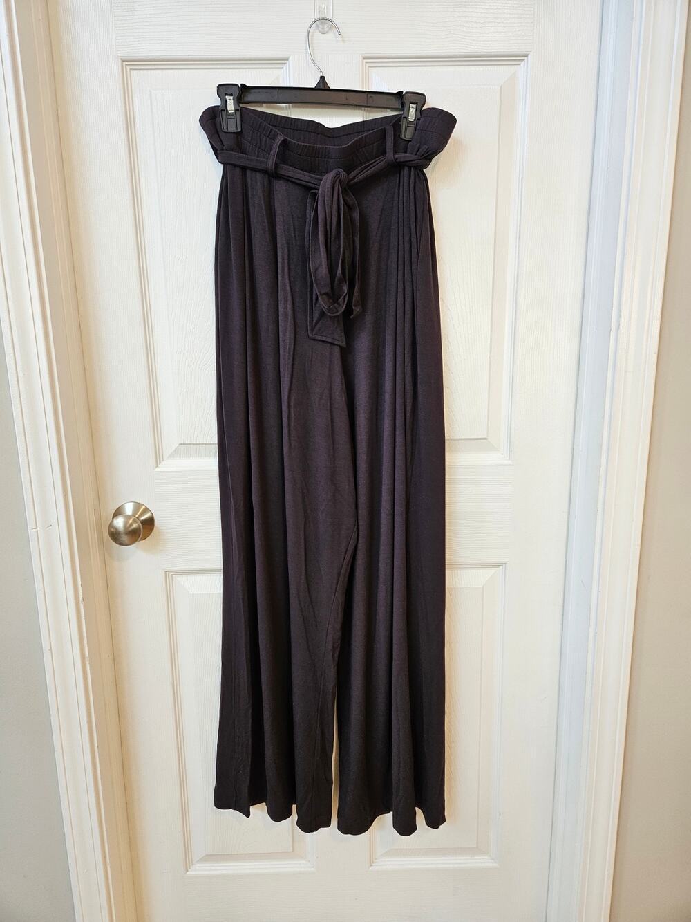 Universal Standard Paperbag Wide Leg Modal Pants 14/16 Black Tie Waist